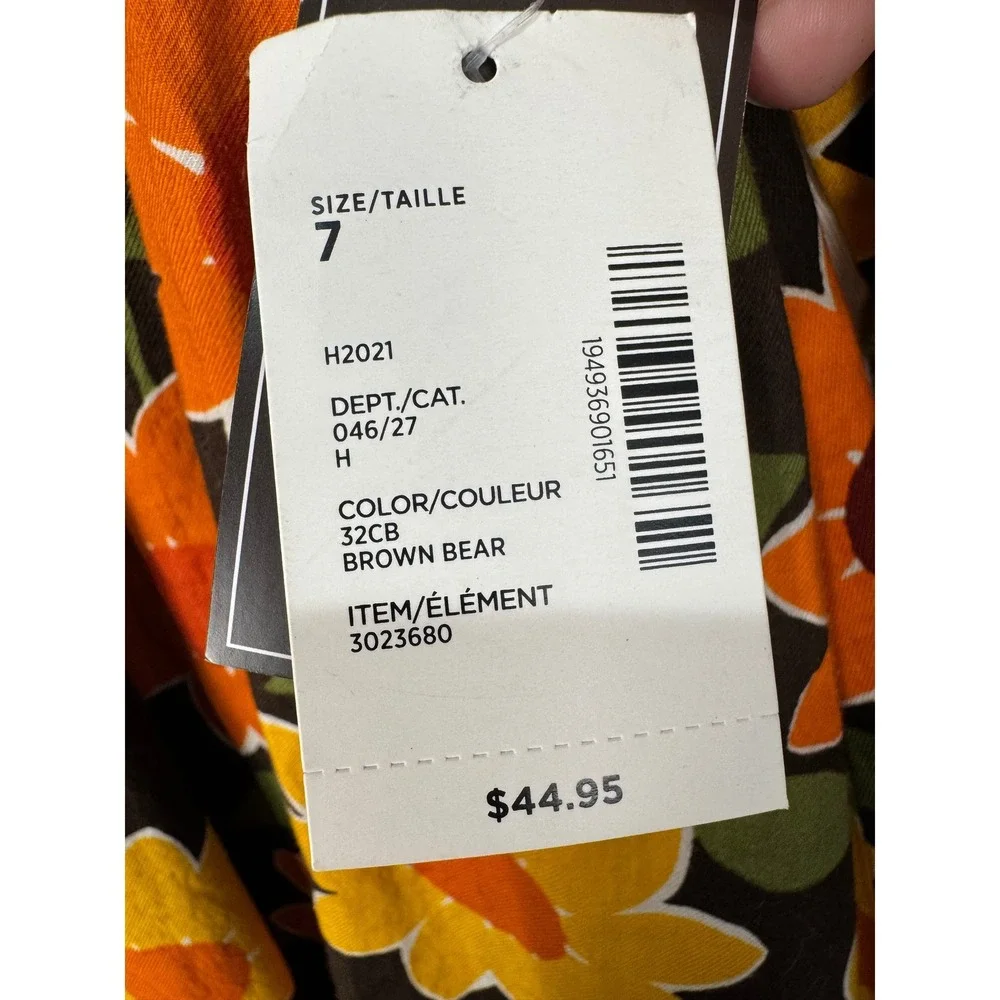 Gymboree Girls Brown Sunflower Floral Cotton Tier Dress Size‎ 7 NWT